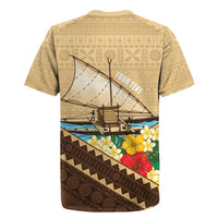 Personalised Bula Vinaka Fiji Drua Rugby Jersey Fijian Traditional Canoe Tapa Cloth Beige