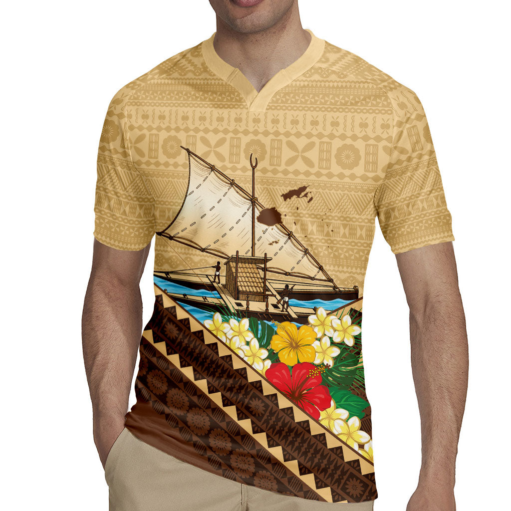 Personalised Bula Vinaka Fiji Drua Rugby Jersey Fijian Traditional Canoe Tapa Cloth Beige
