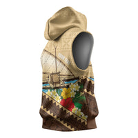 Personalised Bula Vinaka Fiji Drua Sleeveless Hoodie Fijian Traditional Canoe Tapa Cloth Beige LT14 - Polynesian Pride
