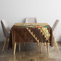 Personalised Bula Vinaka Fiji Drua Tablecloth Fijian Traditional Canoe Tapa Cloth Beige