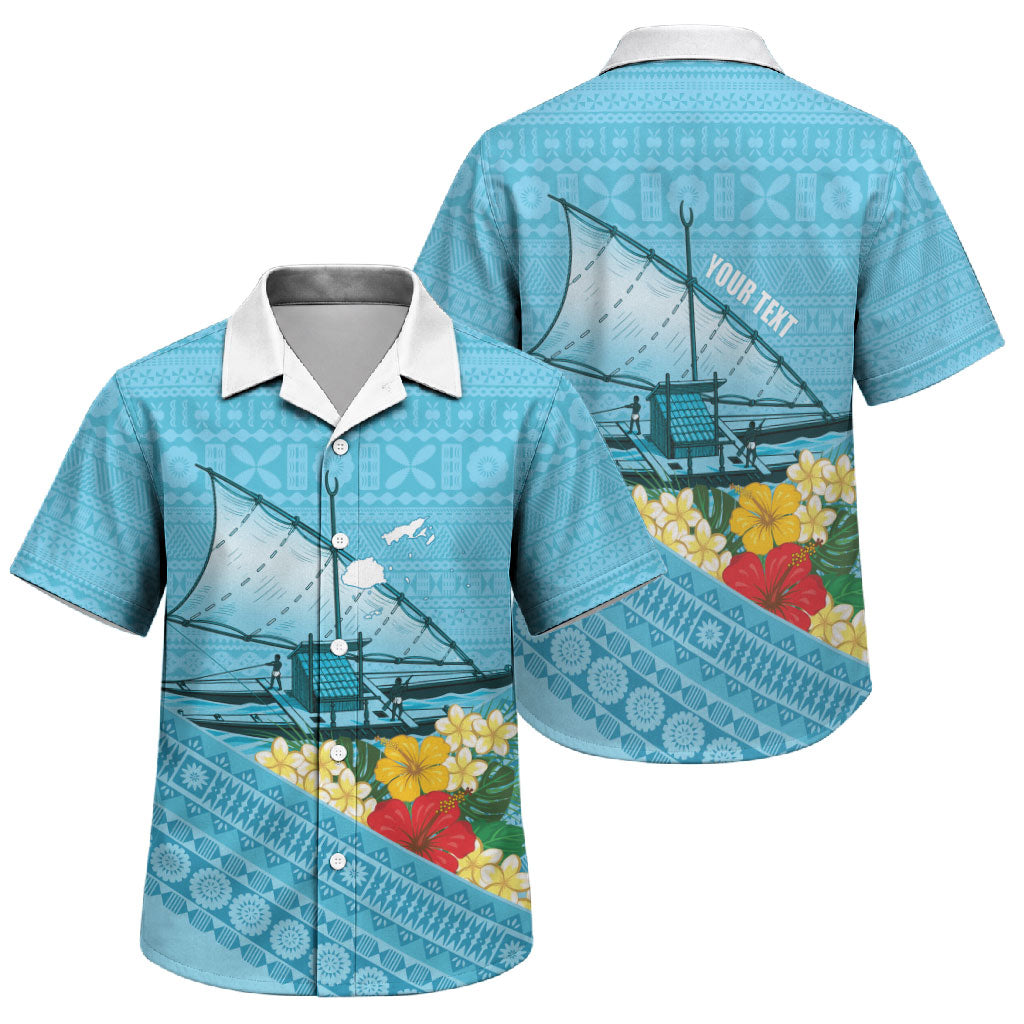 Personalised Bula Vinaka Fiji Drua Family Matching Mermaid Dress and Hawaiian Shirt Fijian Traditional Canoe Tapa Cloth Blue LT14 Son's Shirt Blue - Polynesian Pride