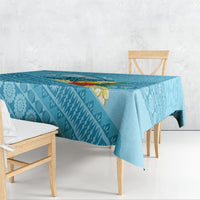 Personalised Bula Vinaka Fiji Drua Tablecloth Fijian Traditional Canoe Tapa Cloth Blue