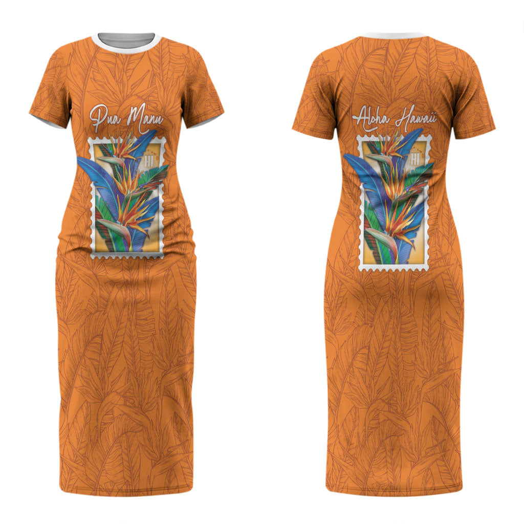 Aloha Hawaii Pua Manu Couples Matching Short Sleeve Bodycon Dress and Hawaiian Shirt Hawaiian Bird of Paradise Flowers Stylized Stamp LT14 - Polynesian Pride