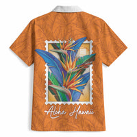 Aloha Hawaii Pua Manu Hawaiian Shirt Hawaiian Bird of Paradise Flowers Stylized Stamp
