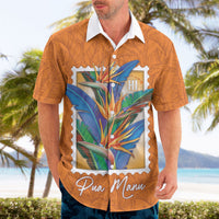 Aloha Hawaii Pua Manu Hawaiian Shirt Hawaiian Bird of Paradise Flowers Stylized Stamp