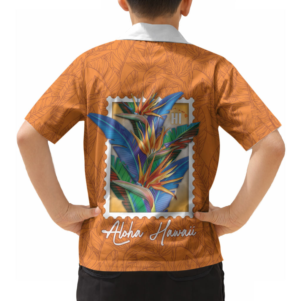 Aloha Hawaii Pua Manu Hawaiian Shirt Hawaiian Bird of Paradise Flowers Stylized Stamp