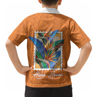 Aloha Hawaii Pua Manu Hawaiian Shirt Hawaiian Bird of Paradise Flowers Stylized Stamp