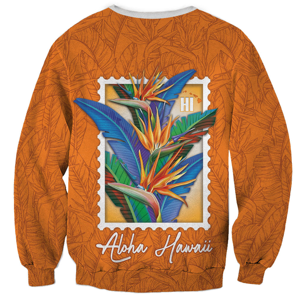 Aloha Hawaii Pua Manu Sweatshirt Hawaiian Bird of Paradise Flowers Stylized Stamp LT14 - Polynesian Pride