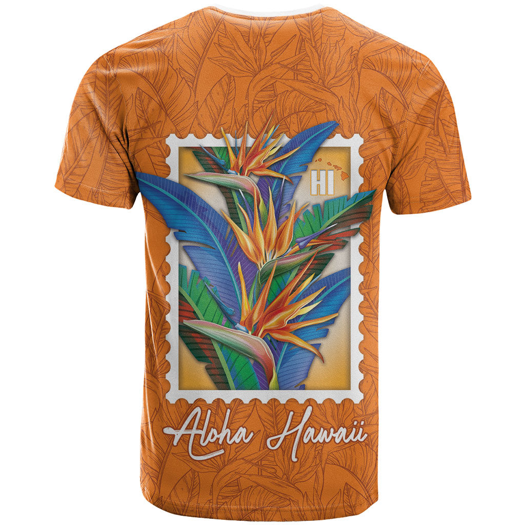 Aloha Hawaii Pua Manu T Shirt Hawaiian Bird of Paradise Flowers Stylized Stamp