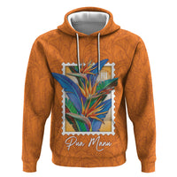 Aloha Hawaii Pua Manu Zip Hoodie Hawaiian Bird of Paradise Flowers Stylized Stamp LT14 Pullover Hoodie Orange - Polynesian Pride