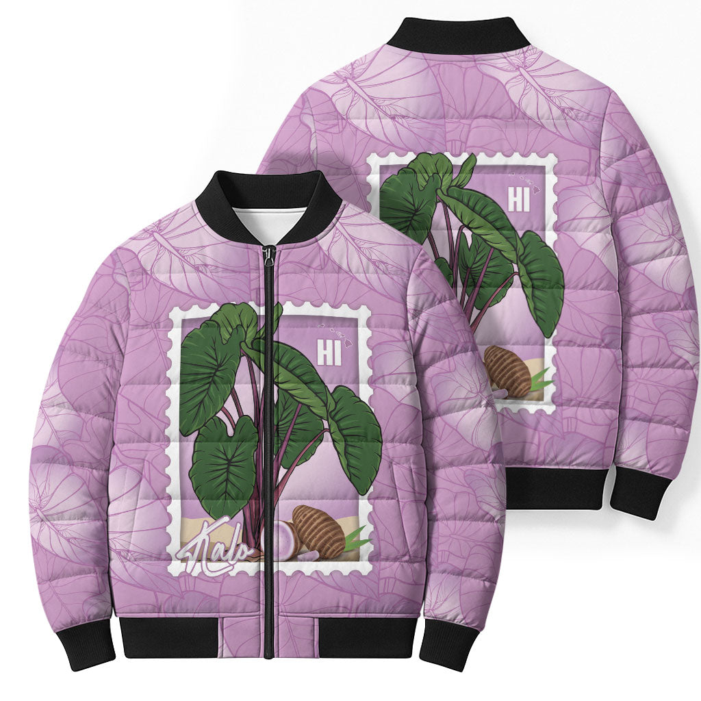 Aloha Hawaii Kalo Bomber Puffer Jacket Hawaiian Taro Leaves Stylized Stamp LT14 - Polynesian Pride