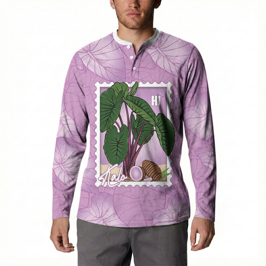 Aloha Hawaii Kalo Button Sweatshirt Hawaiian Taro Leaves Stylized Stamp LT14 - Polynesian Pride