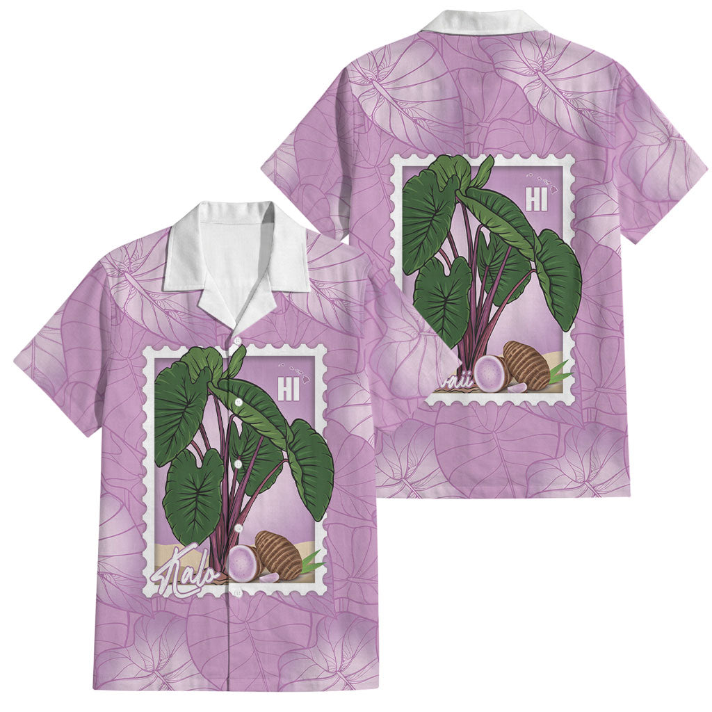 Aloha Hawaii Kalo Family Matching Off The Shoulder Long Sleeve Dress and Hawaiian Shirt Hawaiian Taro Leaves Stylized Stamp LT14 Dad's Shirt - Short Sleeve Purple - Polynesian Pride