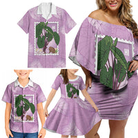 Aloha Hawaii Kalo Family Matching Off Shoulder Short Dress and Hawaiian Shirt Hawaiian Taro Leaves Stylized Stamp LT14 - Polynesian Pride