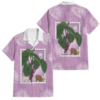 Aloha Hawaii Kalo Family Matching Short Sleeve Bodycon Dress and Hawaiian Shirt Hawaiian Taro Leaves Stylized Stamp LT14 Dad's Shirt - Short Sleeve Purple - Polynesian Pride