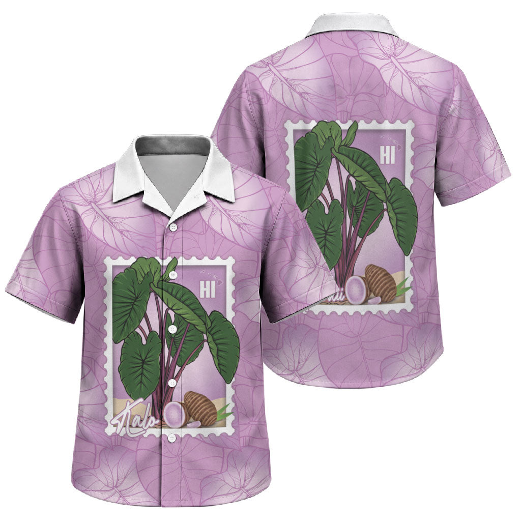 Aloha Hawaii Kalo Family Matching Summer Maxi Dress and Hawaiian Shirt Hawaiian Taro Leaves Stylized Stamp LT14 Son's Shirt Purple - Polynesian Pride