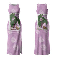 Aloha Hawaii Kalo Family Matching Tank Maxi Dress and Hawaiian Shirt Hawaiian Taro Leaves Stylized Stamp LT14 Mom's Dress Purple - Polynesian Pride