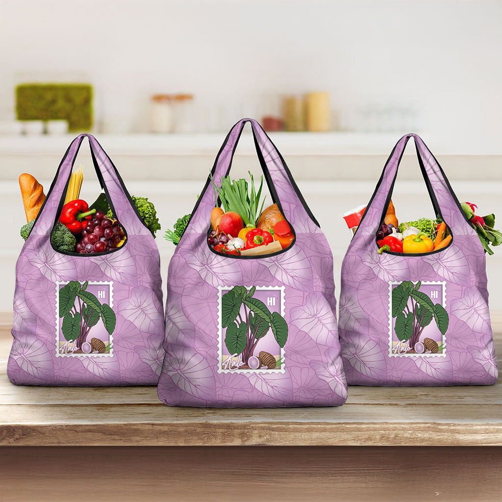 Aloha Hawaii Kalo Grocery Bag Hawaiian Taro Leaves Stylized Stamp