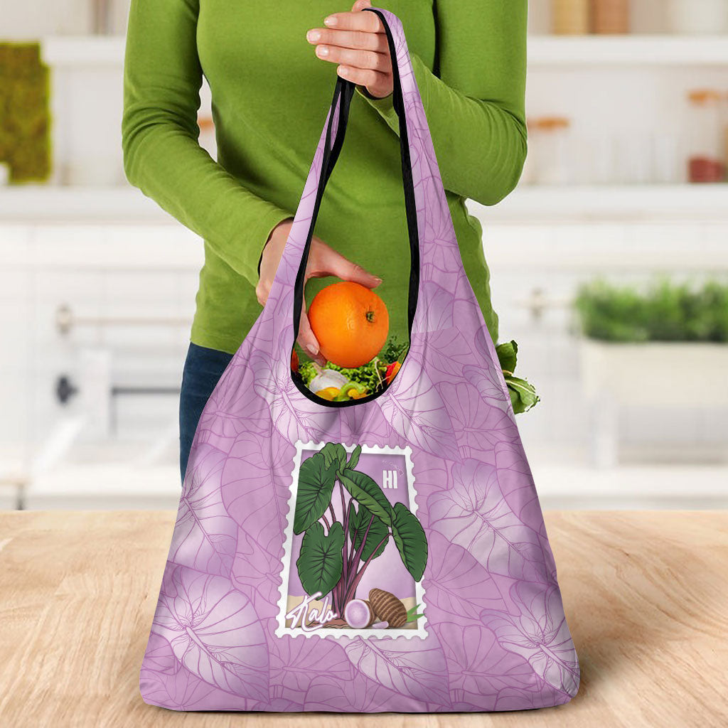 Aloha Hawaii Kalo Grocery Bag Hawaiian Taro Leaves Stylized Stamp