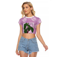 Aloha Hawaii Kalo Raglan Cropped T Shirt Hawaiian Taro Leaves Stylized Stamp