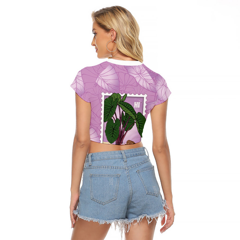 Aloha Hawaii Kalo Raglan Cropped T Shirt Hawaiian Taro Leaves Stylized Stamp