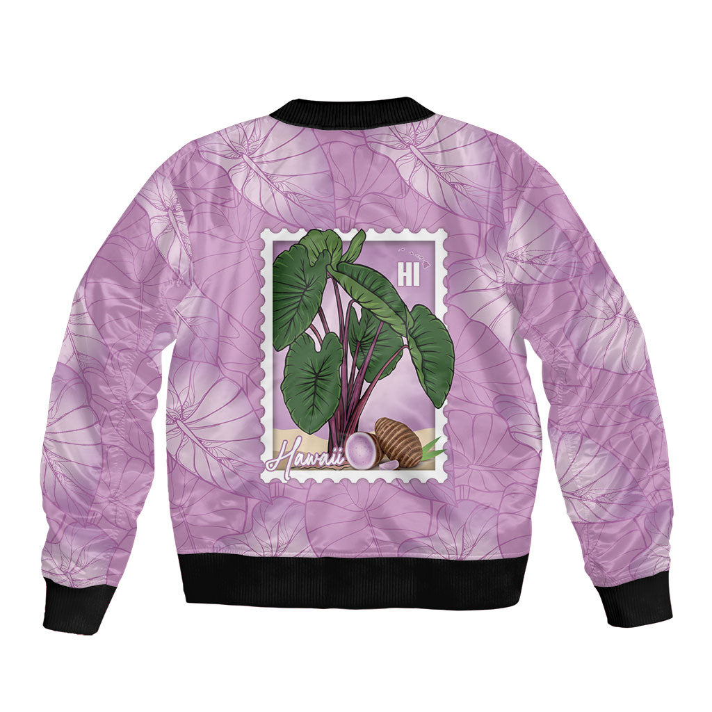 Aloha Hawaii Kalo Sleeve Zip Bomber Jacket Hawaiian Taro Leaves Stylized Stamp LT14 - Polynesian Pride