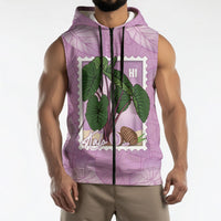 Aloha Hawaii Kalo Sleeveless Zip Hoodie Hawaiian Taro Leaves Stylized Stamp