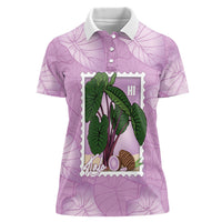 Aloha Hawaii Kalo Women Polo Shirt Hawaiian Taro Leaves Stylized Stamp