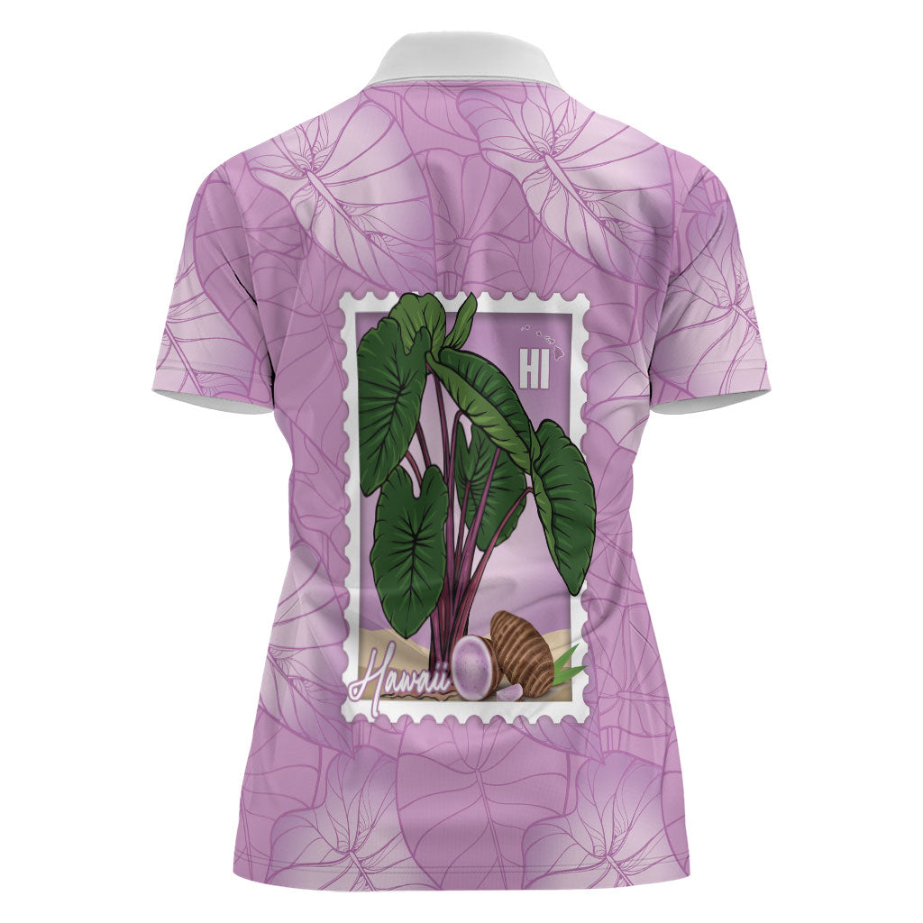 Aloha Hawaii Kalo Women Polo Shirt Hawaiian Taro Leaves Stylized Stamp
