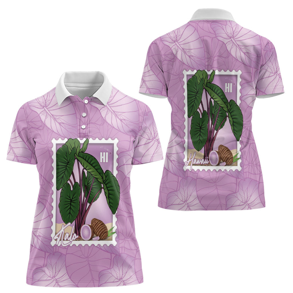 Aloha Hawaii Kalo Women Polo Shirt Hawaiian Taro Leaves Stylized Stamp