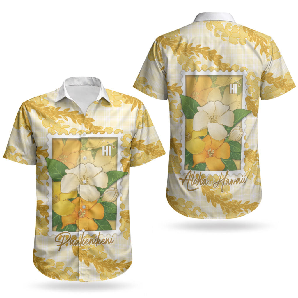 Aloha Hawaii Puakenikeni Couples Matching Mermaid Dress and Hawaiian Shirt Hawaiian Lei Palaka Motifs Stylized Stamp LT14 - Polynesian Pride