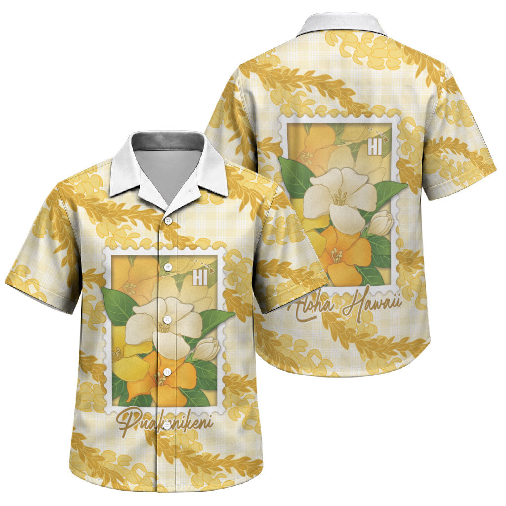 Aloha Hawaii Puakenikeni Family Matching Mermaid Dress and Hawaiian Shirt Hawaiian Lei Palaka Motifs Stylized Stamp LT14 Son's Shirt Yellow - Polynesian Pride