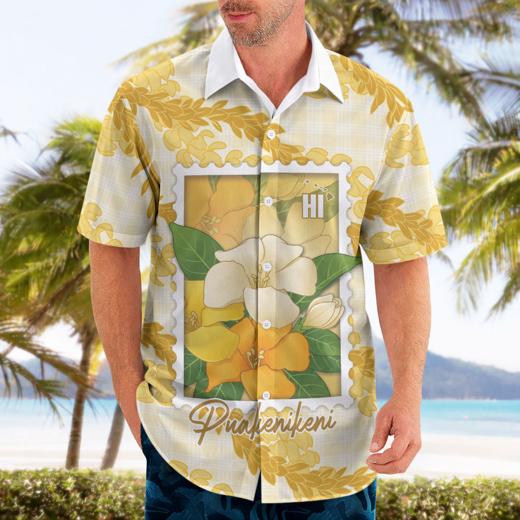 Aloha Hawaii Puakenikeni Hawaiian Shirt Hawaiian Lei Palaka Motifs Stylized Stamp