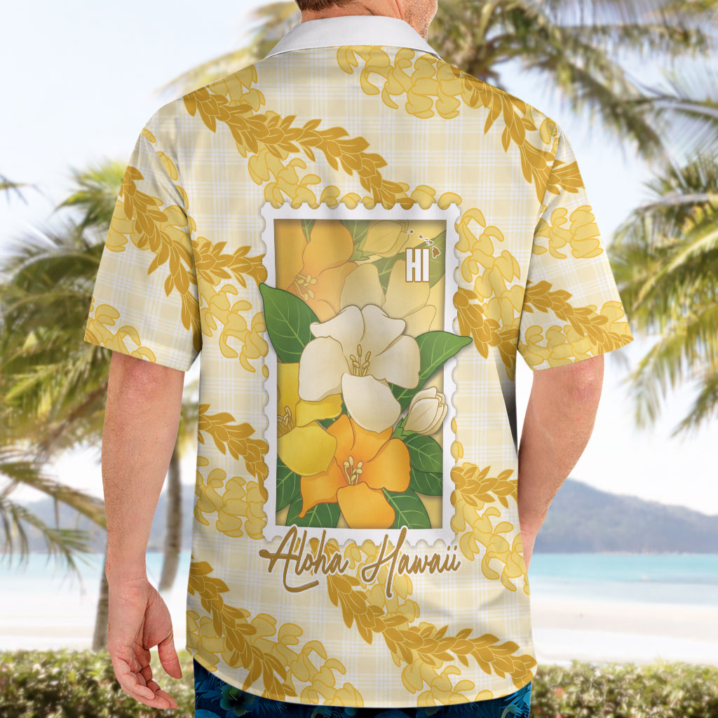 Aloha Hawaii Puakenikeni Hawaiian Shirt Hawaiian Lei Palaka Motifs Stylized Stamp