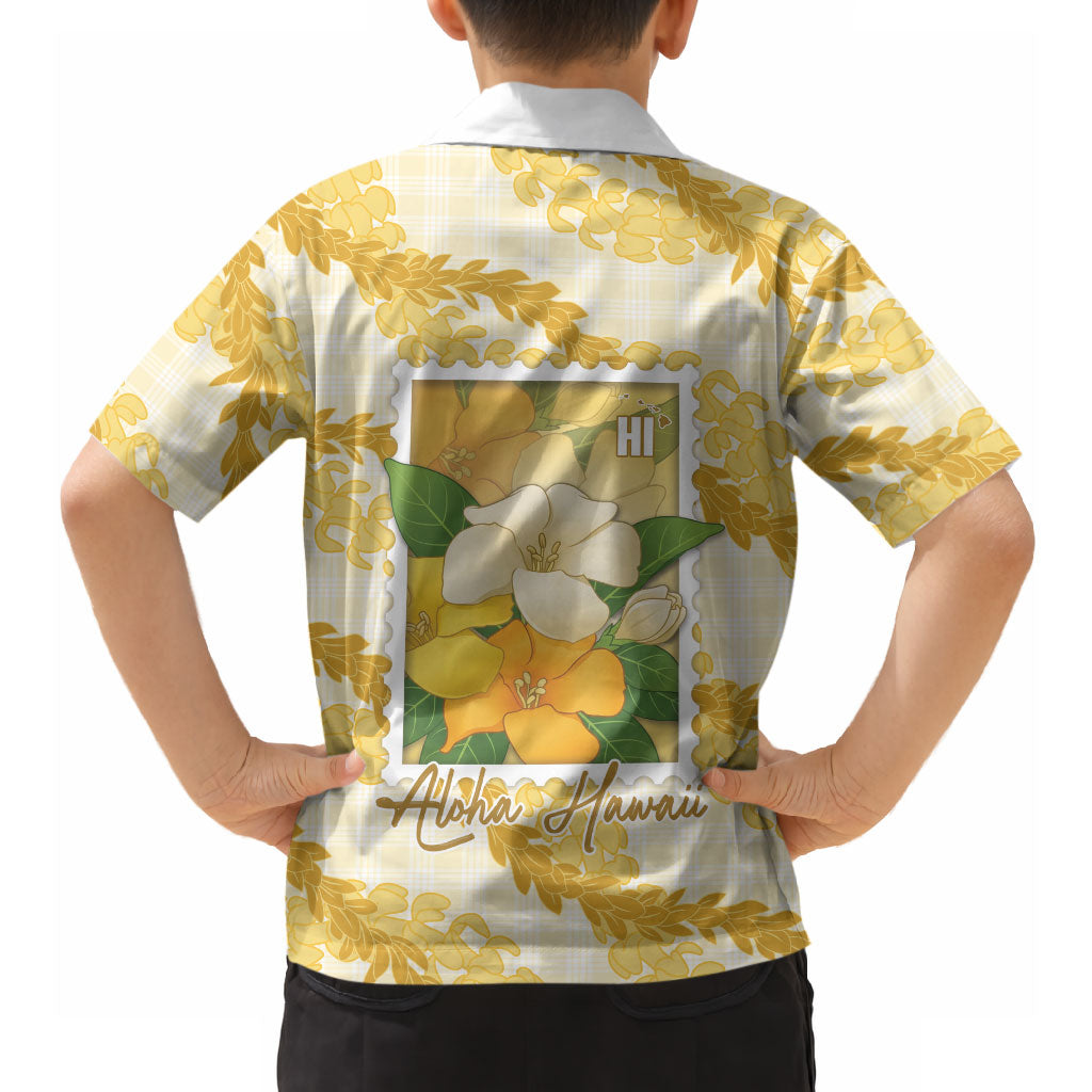 Aloha Hawaii Puakenikeni Hawaiian Shirt Hawaiian Lei Palaka Motifs Stylized Stamp