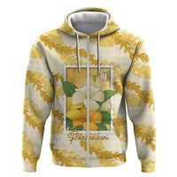 Aloha Hawaii Puakenikeni Hoodie Hawaiian Lei Palaka Motifs Stylized Stamp