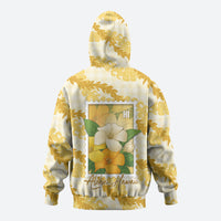 Aloha Hawaii Puakenikeni Hoodie Hawaiian Lei Palaka Motifs Stylized Stamp