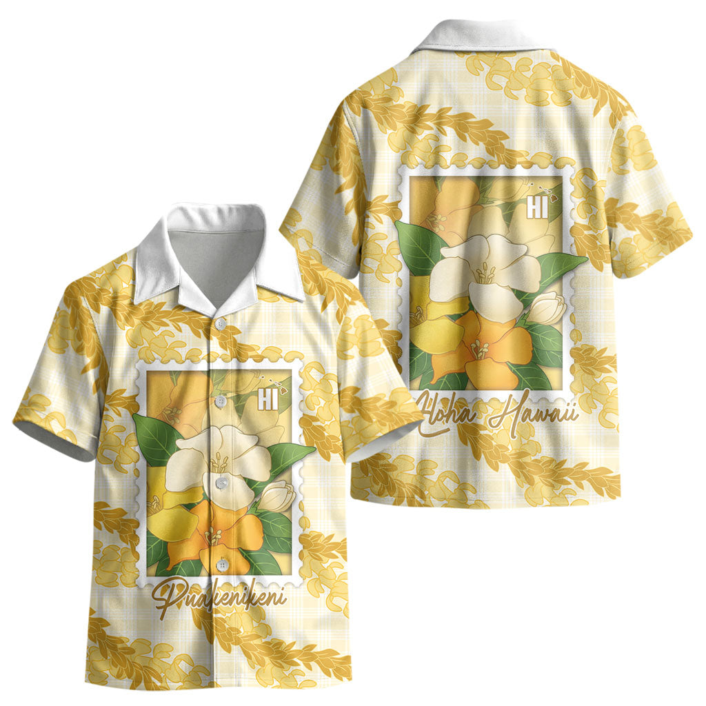 Aloha Hawaii Puakenikeni Kid Hawaiian Shirt Hawaiian Lei Palaka Motifs Stylized Stamp