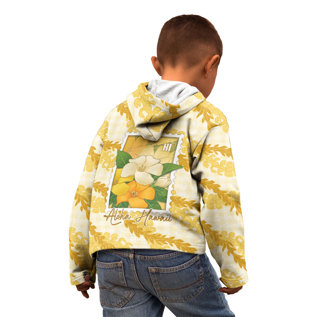 Aloha Hawaii Puakenikeni Kid Hoodie Hawaiian Lei Palaka Motifs Stylized Stamp