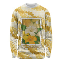 Aloha Hawaii Puakenikeni Long Sleeve Shirt Hawaiian Lei Palaka Motifs Stylized Stamp