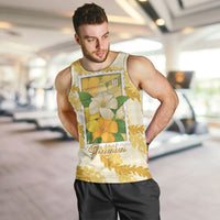 Aloha Hawaii Puakenikeni Men Tank Top Hawaiian Lei Palaka Motifs Stylized Stamp
