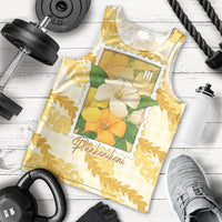 Aloha Hawaii Puakenikeni Men Tank Top Hawaiian Lei Palaka Motifs Stylized Stamp