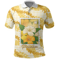 Aloha Hawaii Puakenikeni Polo Shirt Hawaiian Lei Palaka Motifs Stylized Stamp