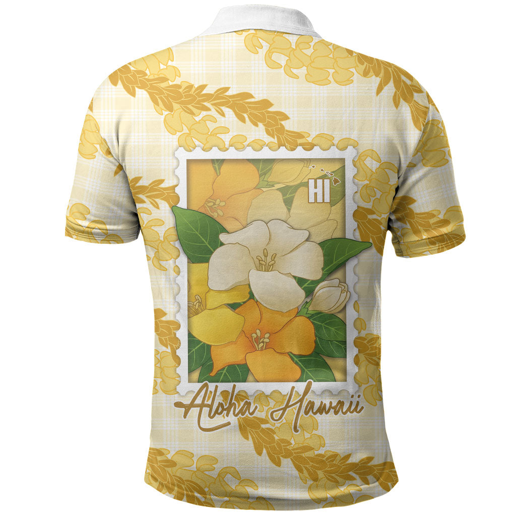 Aloha Hawaii Puakenikeni Polo Shirt Hawaiian Lei Palaka Motifs Stylized Stamp