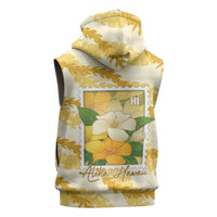 Aloha Hawaii Puakenikeni Sleeveless Zip Hoodie Hawaiian Lei Palaka Motifs Stylized Stamp