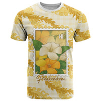 Aloha Hawaii Puakenikeni T Shirt Hawaiian Lei Palaka Motifs Stylized Stamp