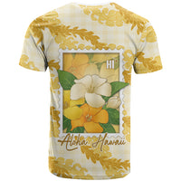 Aloha Hawaii Puakenikeni T Shirt Hawaiian Lei Palaka Motifs Stylized Stamp