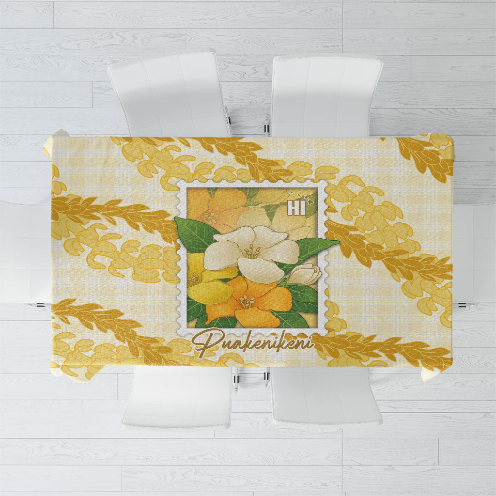 Aloha Hawaii Puakenikeni Tablecloth Hawaiian Lei Palaka Motifs Stylized Stamp