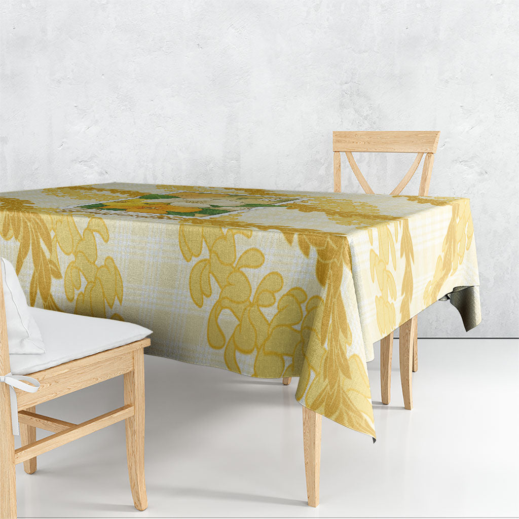 Aloha Hawaii Puakenikeni Tablecloth Hawaiian Lei Palaka Motifs Stylized Stamp