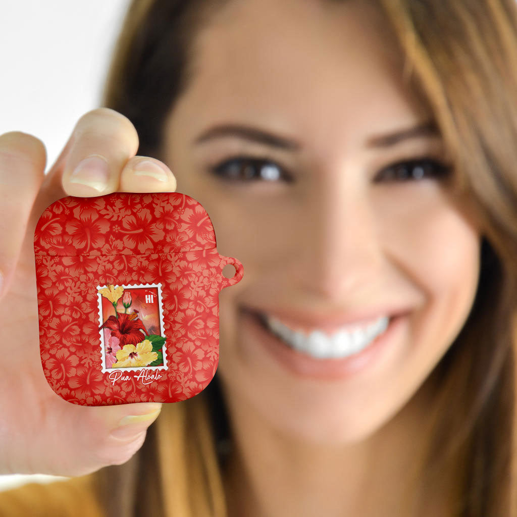 Aloha Hawaii Pua Aloalo AirPods Case Hawaiian Hibiscus Flowers Stylized Stamp LT14 - Polynesian Pride